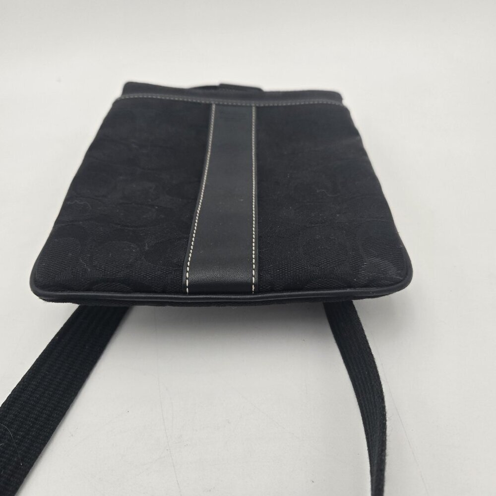 Coach BLACK Crossbody Bag Signature Logo Strap Side Zipper Pocket Leatherware EU - Picture 6 of 16